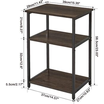 Three Tier Side End Table Nightstand Storage Shelves, 12 of 12