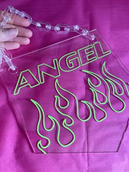 Angel Flames Clear Acrylic Banner With Acrylic Chain, 7 of 8