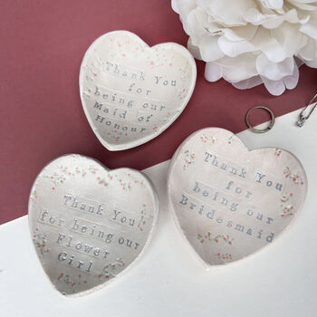 Heart Shaped Maid Of Honour Ceramic Ring Dish, 4 of 8