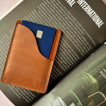 Genuine Leather Card Holder Wave Edge Slim Design, 3 of 10