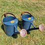 Pair Of Heritage Blue And Copper Watering Cans, thumbnail 1 of 12