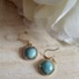Aqua Blue Stone Square Dangle Earrings, thumbnail 1 of 4