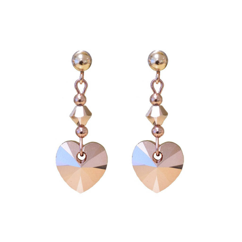 rose gold crystal heart drop earrings by katherine swaine ...