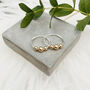 Sterling Silver Hoops With Three 9ct Solid Gold Beads, thumbnail 1 of 5