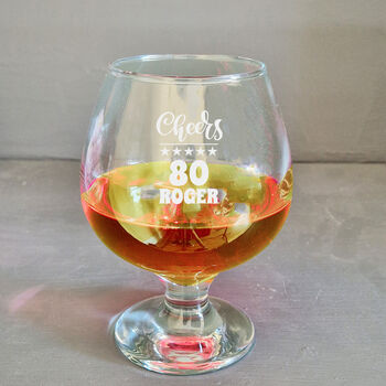 80th Birthday Gift Brandy Snifter Glass, 3 of 5