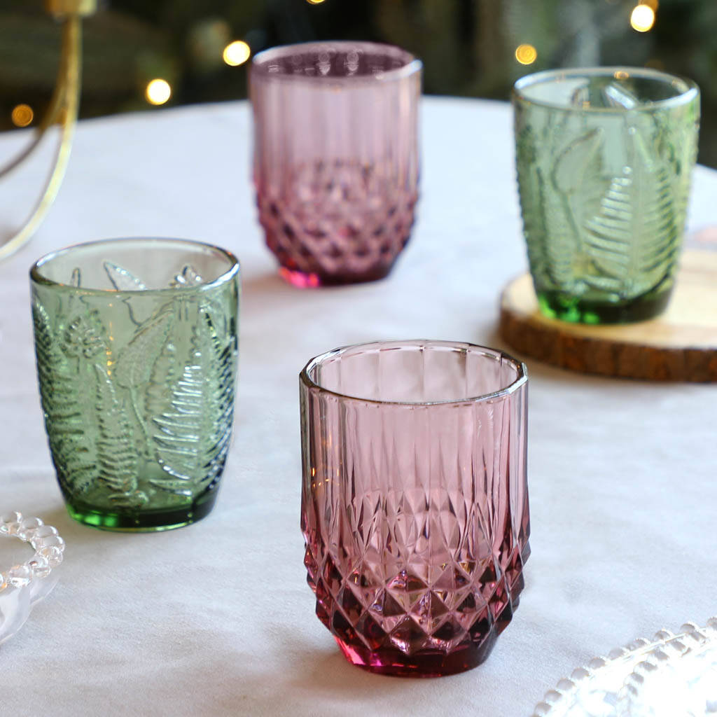 Set Of Four Coloured Glass Cocktail Tumblers By Dibor