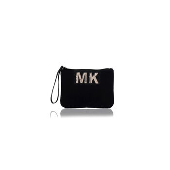 Personalised Velvet Clutch Bag With Leather Wristlet, 2 of 5