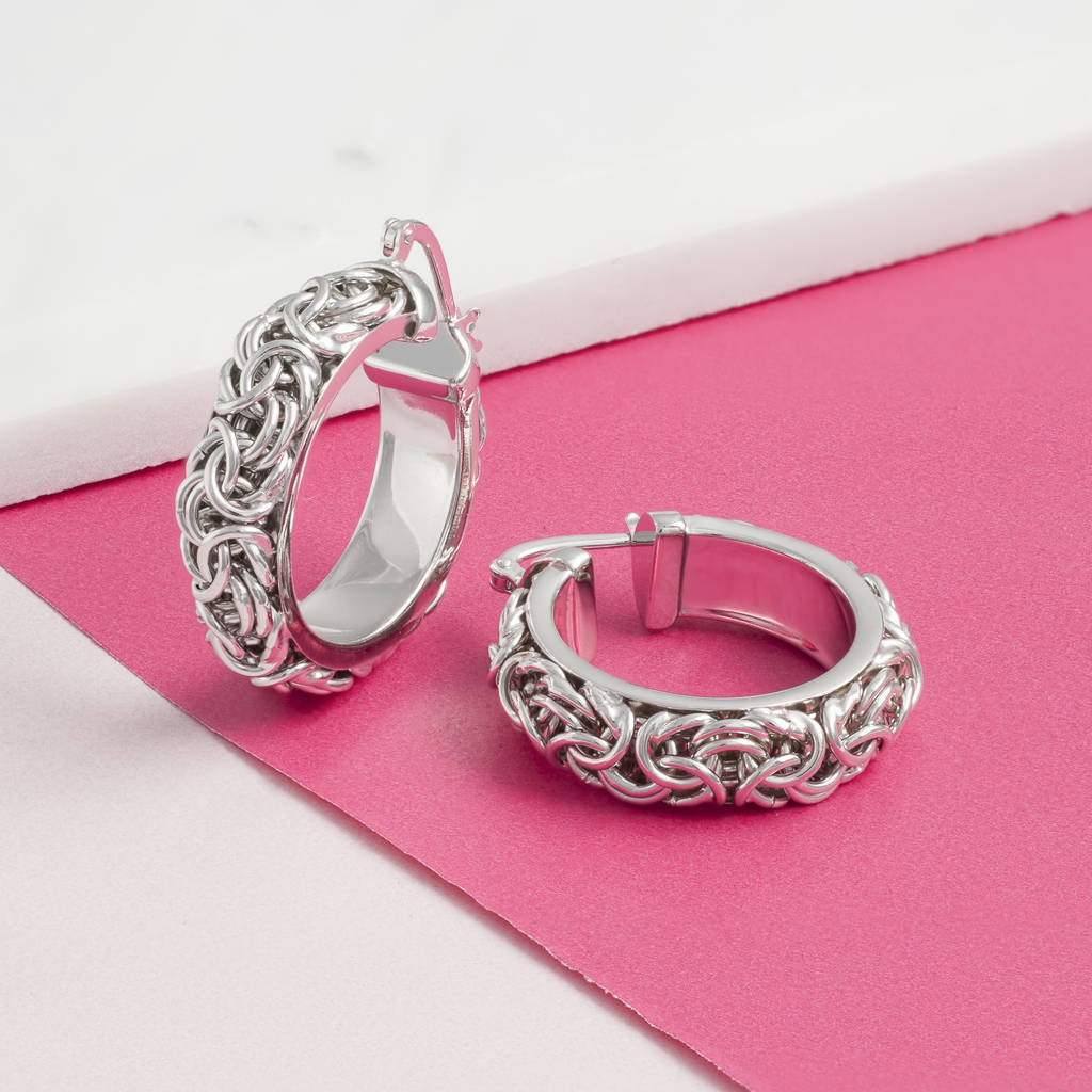 Solid Chain Hoop Earrings In Gold And Silver By Loel & Co