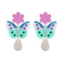 Butterfly Flower Dangle Earrings In Blue, thumbnail 1 of 2