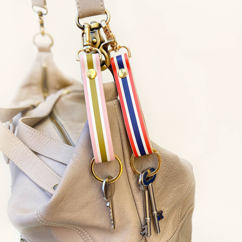 Personalised Premium Leather Key Strap By Spots and Stripes