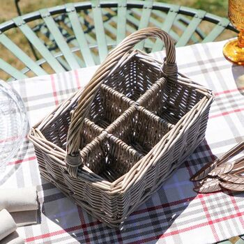Personalised Wicker Cutlery Caddy Basket, 4 of 7