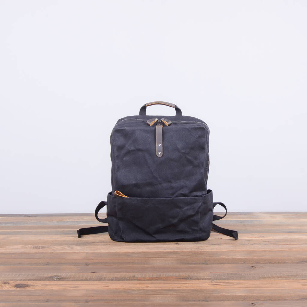extra large waxed canvas laptop backpack by eazo