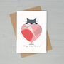 Personalised Love Heart Cat Valentines Day Card, thumbnail 1 of 4