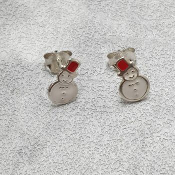 Cutie Snowman Earrings In Sterling Silver, 4 of 6