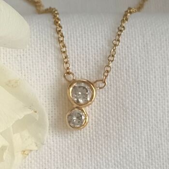 Double Diamond Pendant Necklace In Solid Gold, 3 of 8