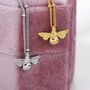 Tiny Bumble Bee Pendant Necklace In Sterling Silver, thumbnail 3 of 12