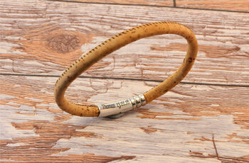 Personalised Cork Bracelet – Natural Portuguese Cord With Hidden Engraved Steel Clasp, 2 of 9