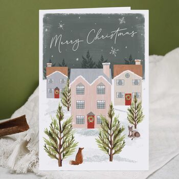 Snowy Village Christmas Card Bundle Or Single Card, 2 of 2