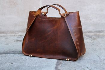 Hand Crafted Small Leather Tote Handbag Womens Gift, 6 of 12