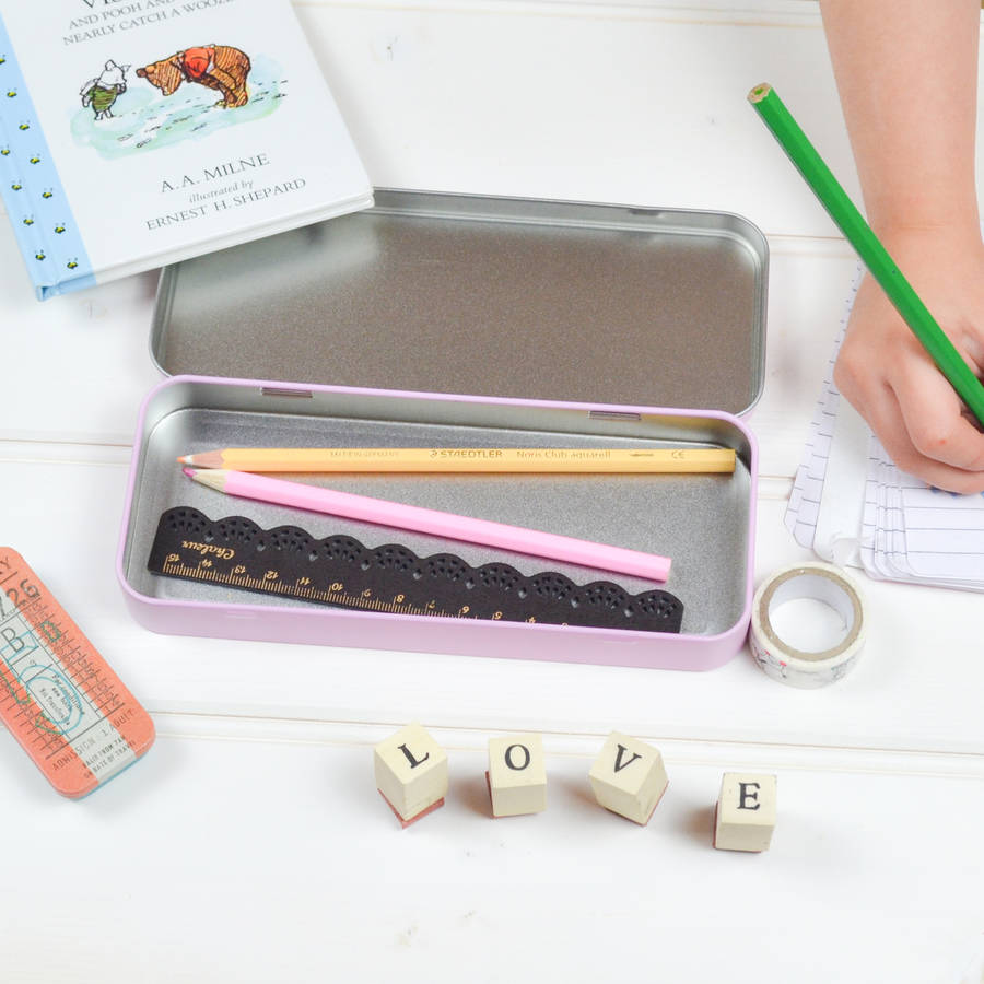 Personalised Tin Pencil Case 'Sweet Cat' By Peach Tea Studio