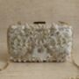 White Handcrafted Rectangular Pearl Clutch Bag, thumbnail 8 of 10