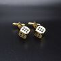 Gold Dice Cufflinks Gift For Men 316 L Stainless Steel Casino Accessory, thumbnail 1 of 4