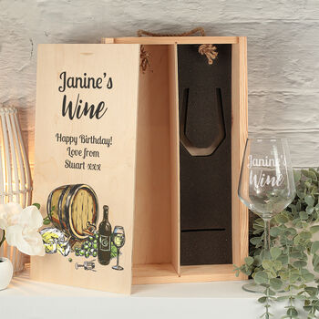 White Or Red Double Wine Bottle Box And Glass Gift Set, 4 of 6