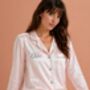 Personalised Women's Mothers Luxury Pink Silky Satin Pyjamas, thumbnail 3 of 12