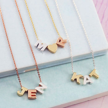 Mixed Metal Mini Letter Necklace, 2 of 3