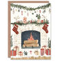 Fireplace Scene Decor Presents Xmas Christmas Card, thumbnail 1 of 4