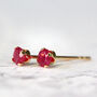 14k Solid Gold Ruby Stud Earrings, thumbnail 7 of 12