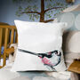 Inky Long Tailed Tit Large Luxury Cushion And Inner, thumbnail 4 of 4