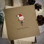 Personalised Wooden Elf Pom Pom Happy Christmas Card, thumbnail 1 of 2