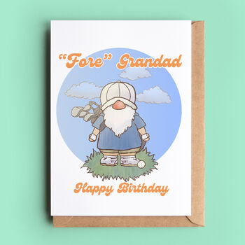 'Fore' Golf Gonk Father's Day Or Birthday Card, 2 of 3