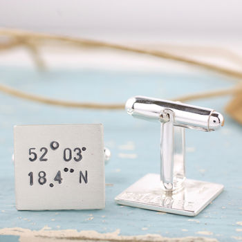 Personalised Coordinates Cufflinks. Gift For Traveller, 2 of 5