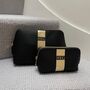 Personalised Stripe Saffiano Leather Cosmetic Makeup Toiletry Bag, thumbnail 3 of 5