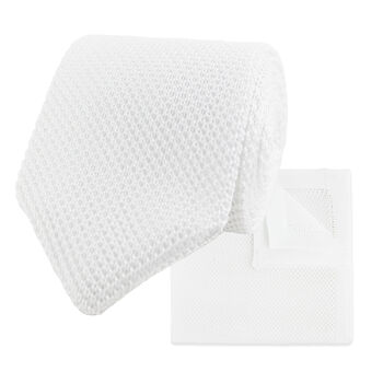 White Diamond End Knitted Neck Tie In 100% Soft Polyester, 2 of 8