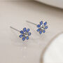 Sterling Silver Blue Forget Me Not Stud Earrings – 5mm, thumbnail 5 of 11