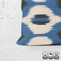 Bohemian Blue, Black And Beige Ikat Cushion Cover, thumbnail 4 of 6
