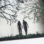 Framed Papercut Silhouette Of Couple Walking, thumbnail 8 of 11