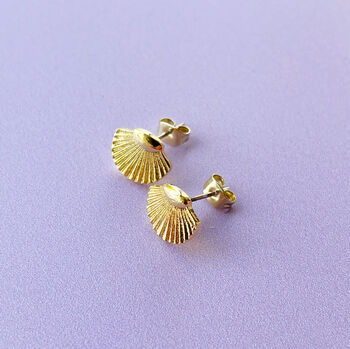S'hello You! Gold Plated Shell Stud Earrings, 7 of 8