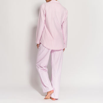 Women's Pyjamas In Pink And White Striped Flannel, 2 of 4