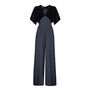 Vintage Style Jumpsuit In Jet Velvet And Crepe, thumbnail 2 of 3