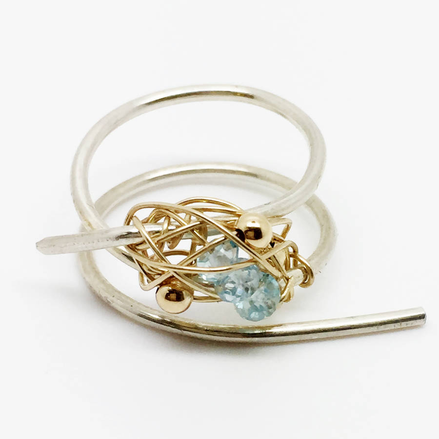Silver Spiral Semi Precious Stone Ring By Kat&Bee | notonthehighstreet.com