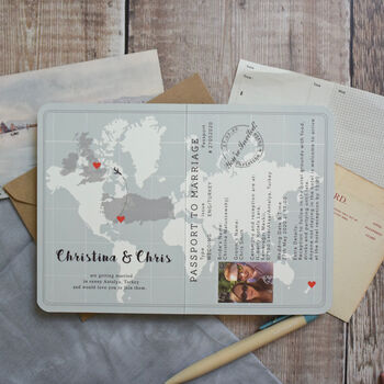World Map Passport Wedding Invitation, 8 of 12