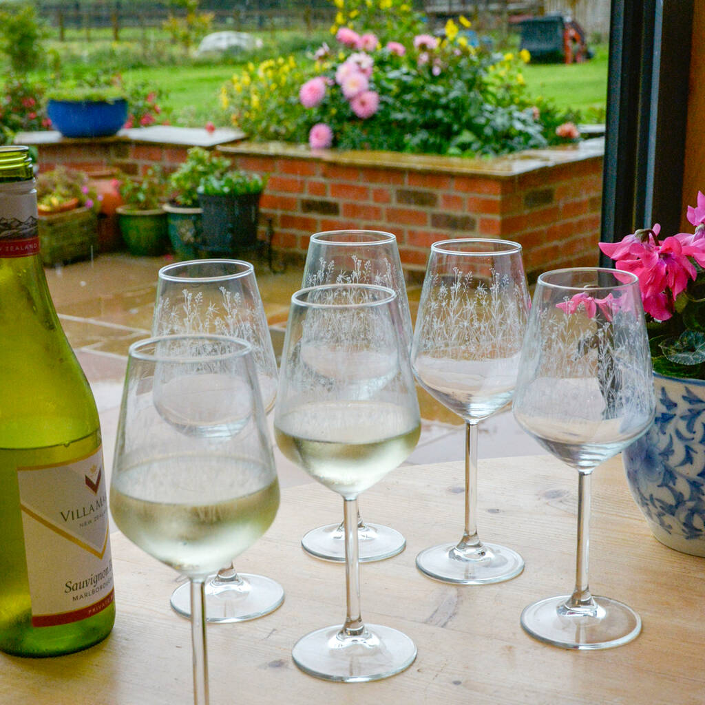 Meadow Wine Glasses Set Of Six By Emma Britton Decorative Glass Designer