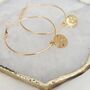 Hammered Disc Gold Plated Hoop Earrings, thumbnail 5 of 5