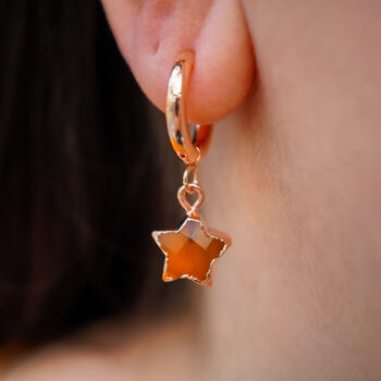 Carnelian Star Hoop Earrings, 2 of 10