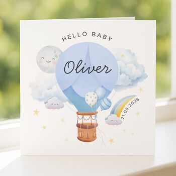 Personalised Welcome Baby Boy Card Balloon, 4 of 8