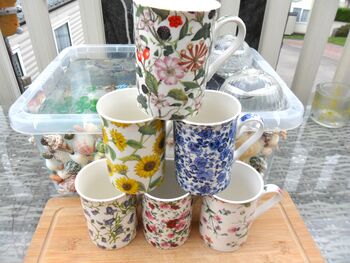 Set Of Six Straight Mugs In Assorted Floral Designs, 2 of 10